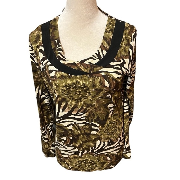 Vintage Suzie Tops - Vintage Suzie Womens Animal Print Blouse Size Large Multicolor Long Sleeve